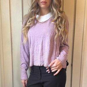 Vintage 90s y2k pink sweater top‎